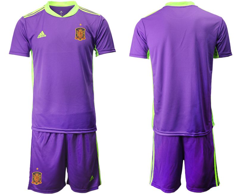 Men 2021 World Cup National Spain purple goalkeeper Soccer Jerseys->->Soccer Country Jersey